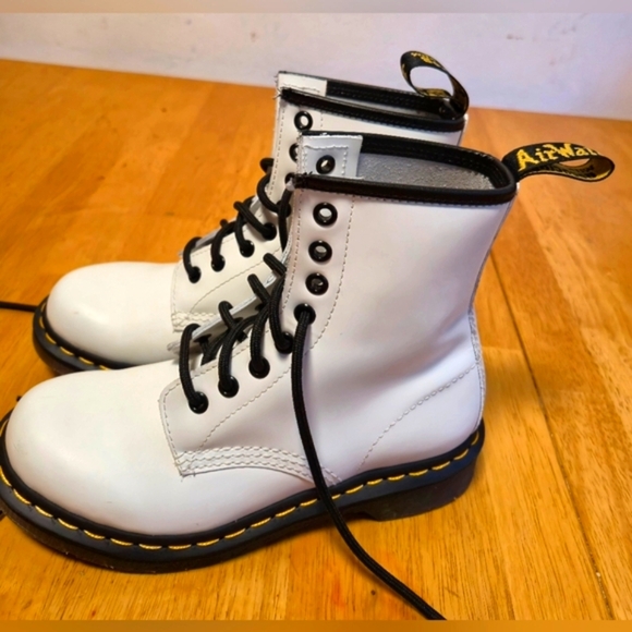 Dr. Martens White Lace Up Boots - Picture 2 of 8